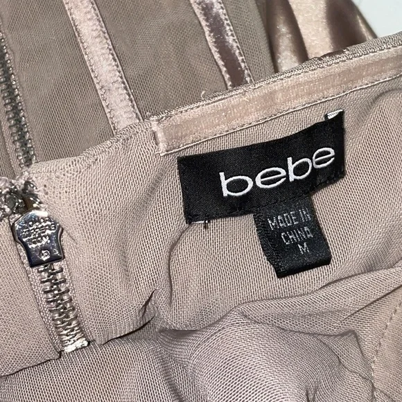 NWOT Bebe Bustier Corset Strapless Top Metallic Cream Jeweled Size Medium - Picture 4 of 9